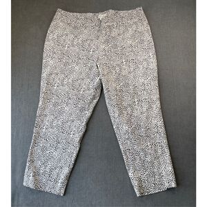 Rachel Zoe Cropped Pull On Pants Womens 20W White Black Animal Print Minimalist